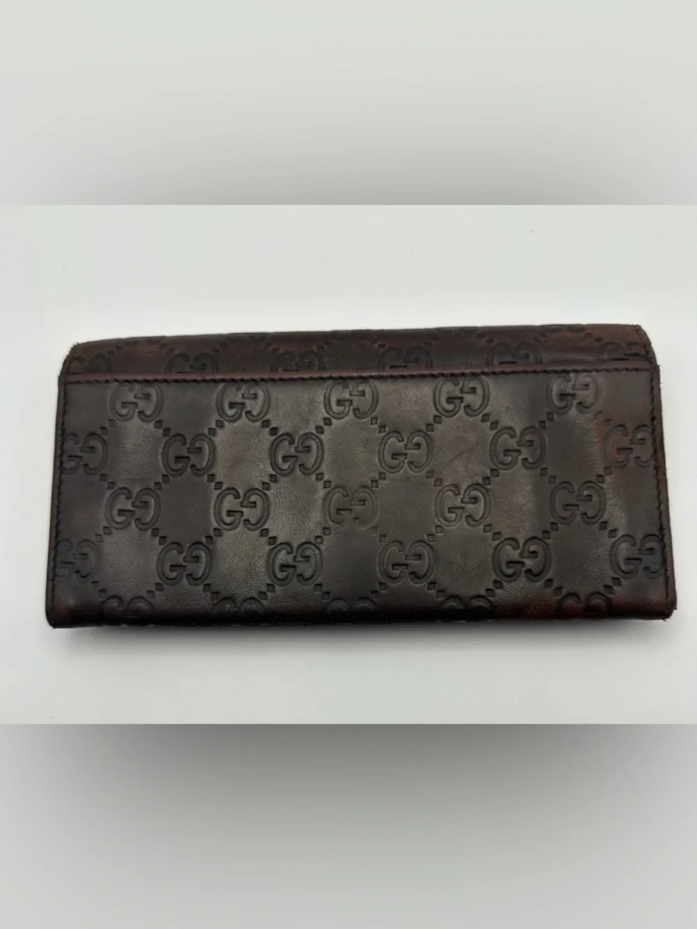 Gucci Wallet Chocolate Brown Guccissima Leather Long Continental GG Authentic - Picture 4 of 12